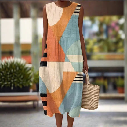 Sleeveless Printed Long Dress