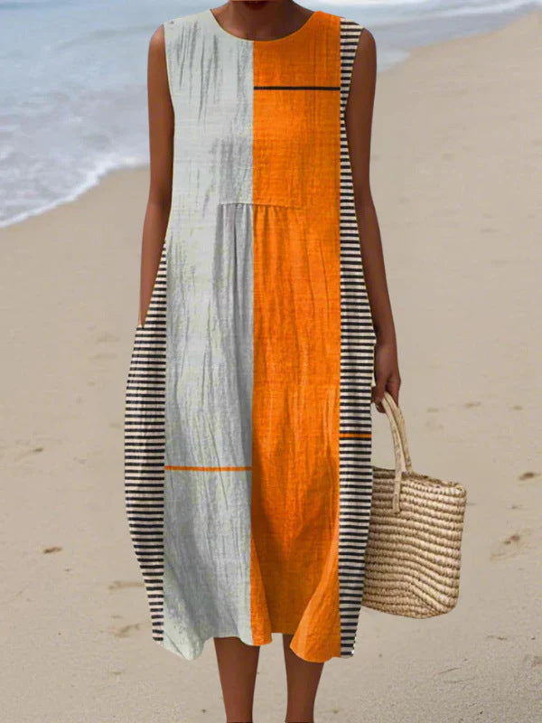 Sleeveless Printed Long Dress