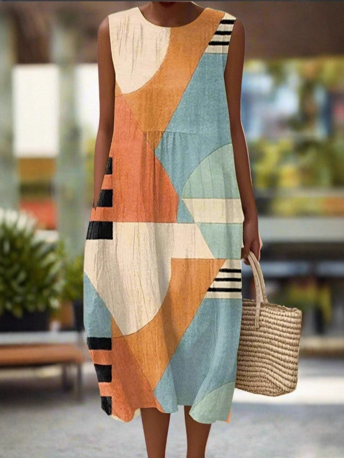 Sleeveless Printed Long Dress