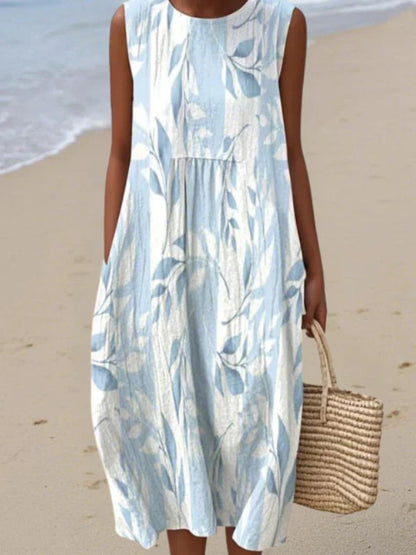 Sleeveless Printed Long Dress