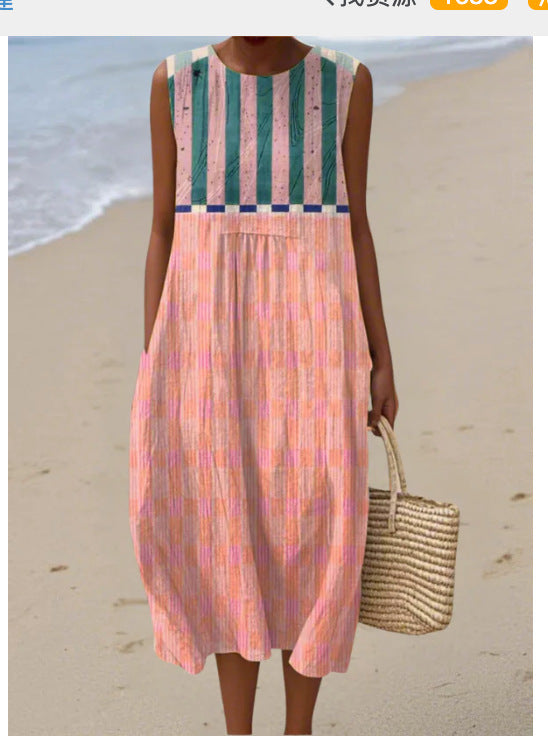 Sleeveless Printed Long Dress