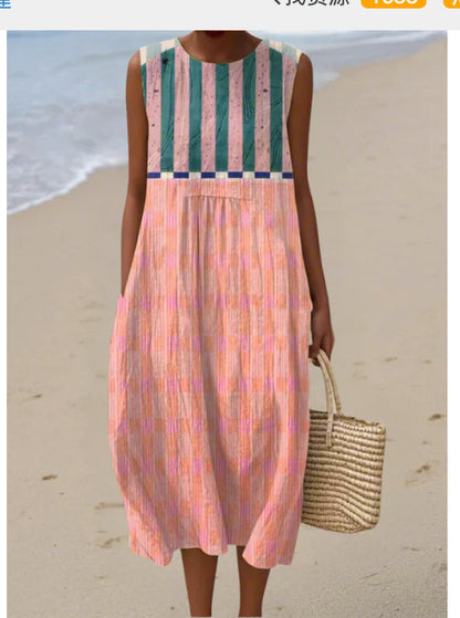 Sleeveless Printed Long Dress