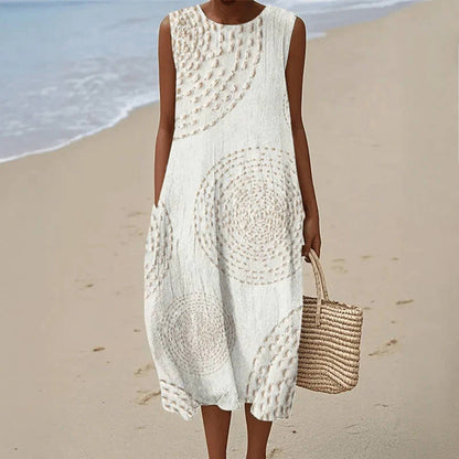 Sleeveless Printed Long Dress