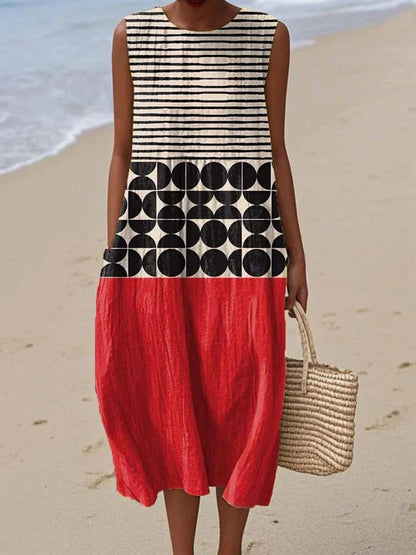 Sleeveless Printed Long Dress