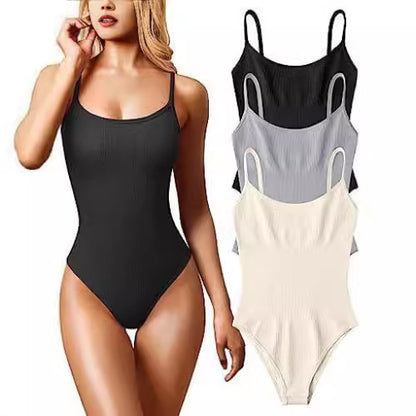 Sleeveless Ribbed Jumpsuit with Thin Straps
