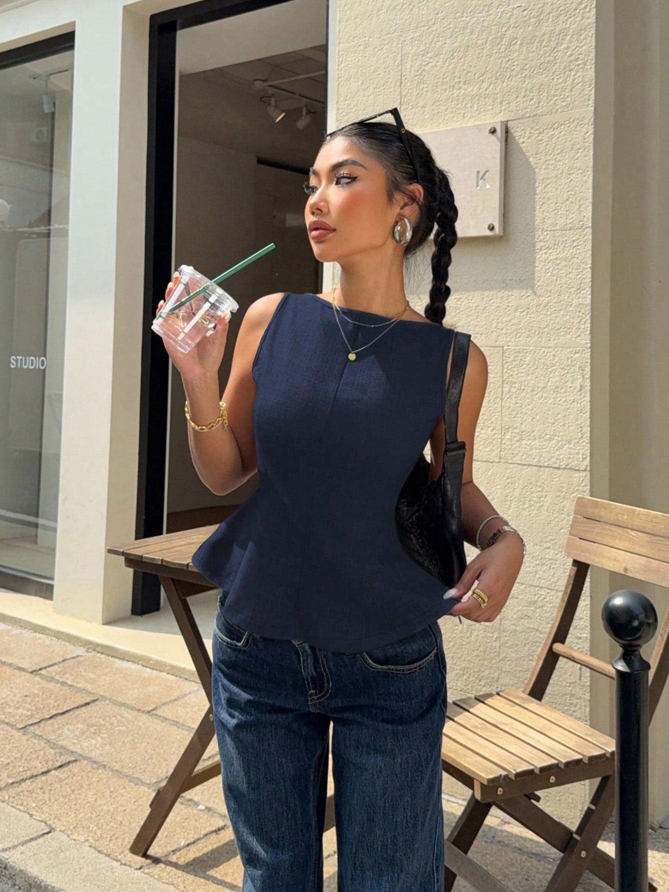 Sleeveless Ruffled Hem Backless Top
