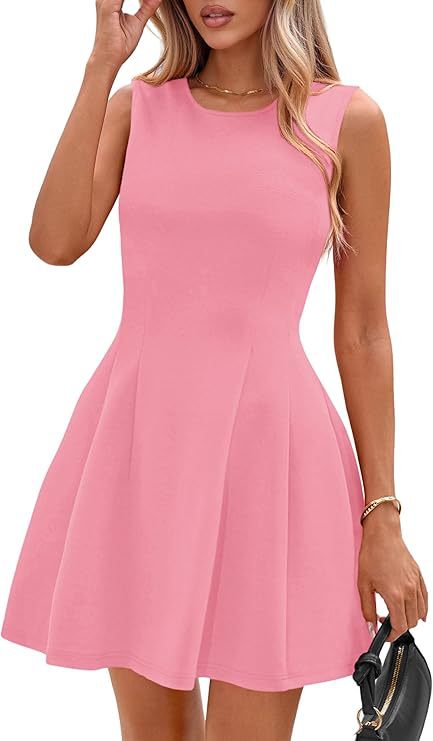 Sleeveless Solid Color Pleated Dress