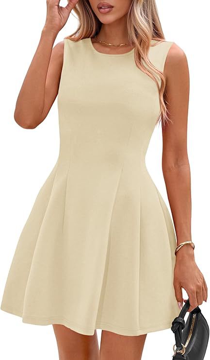 Sleeveless Solid Color Pleated Dress