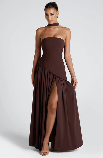 Sleeveless Solid Color Slit Dress
