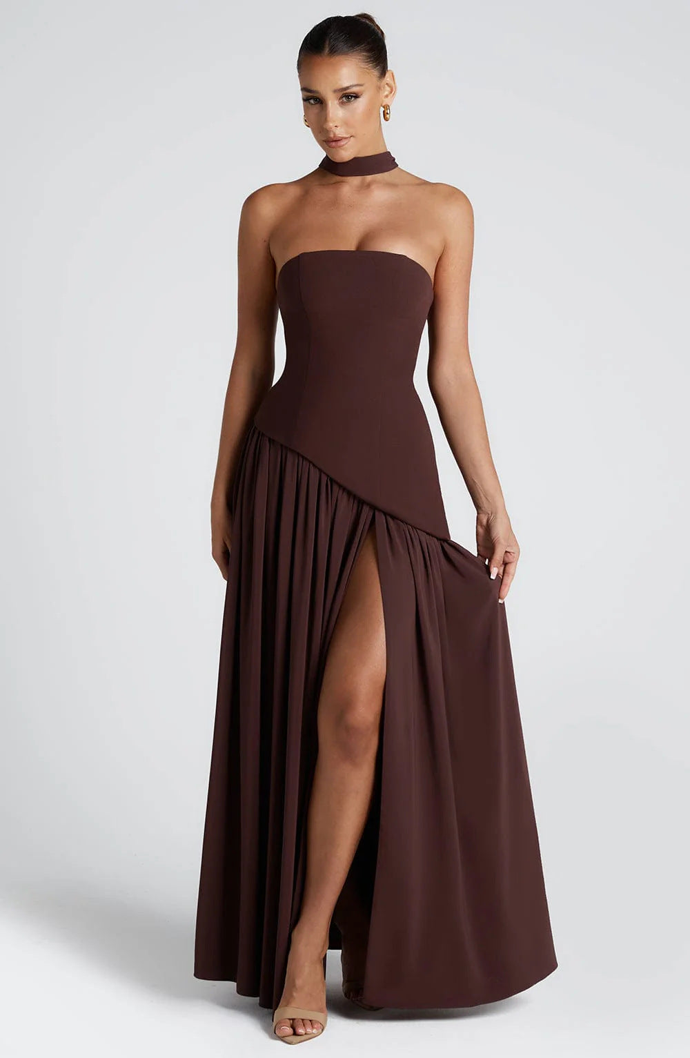 Sleeveless Solid Color Slit Dress