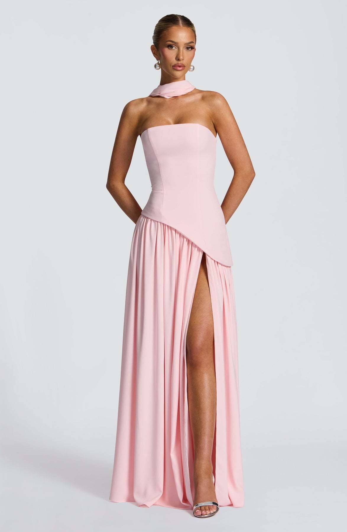 Sleeveless Solid Color Slit Dress