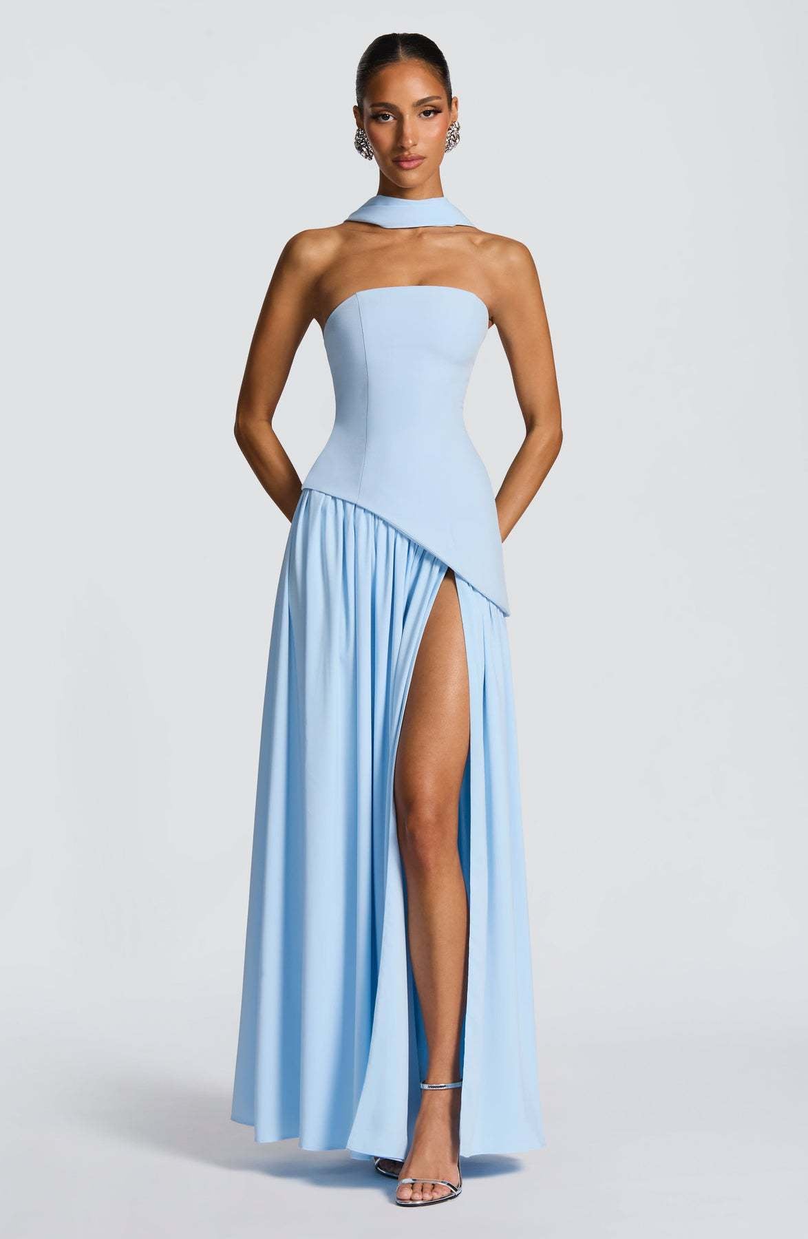 Sleeveless Solid Color Slit Dress