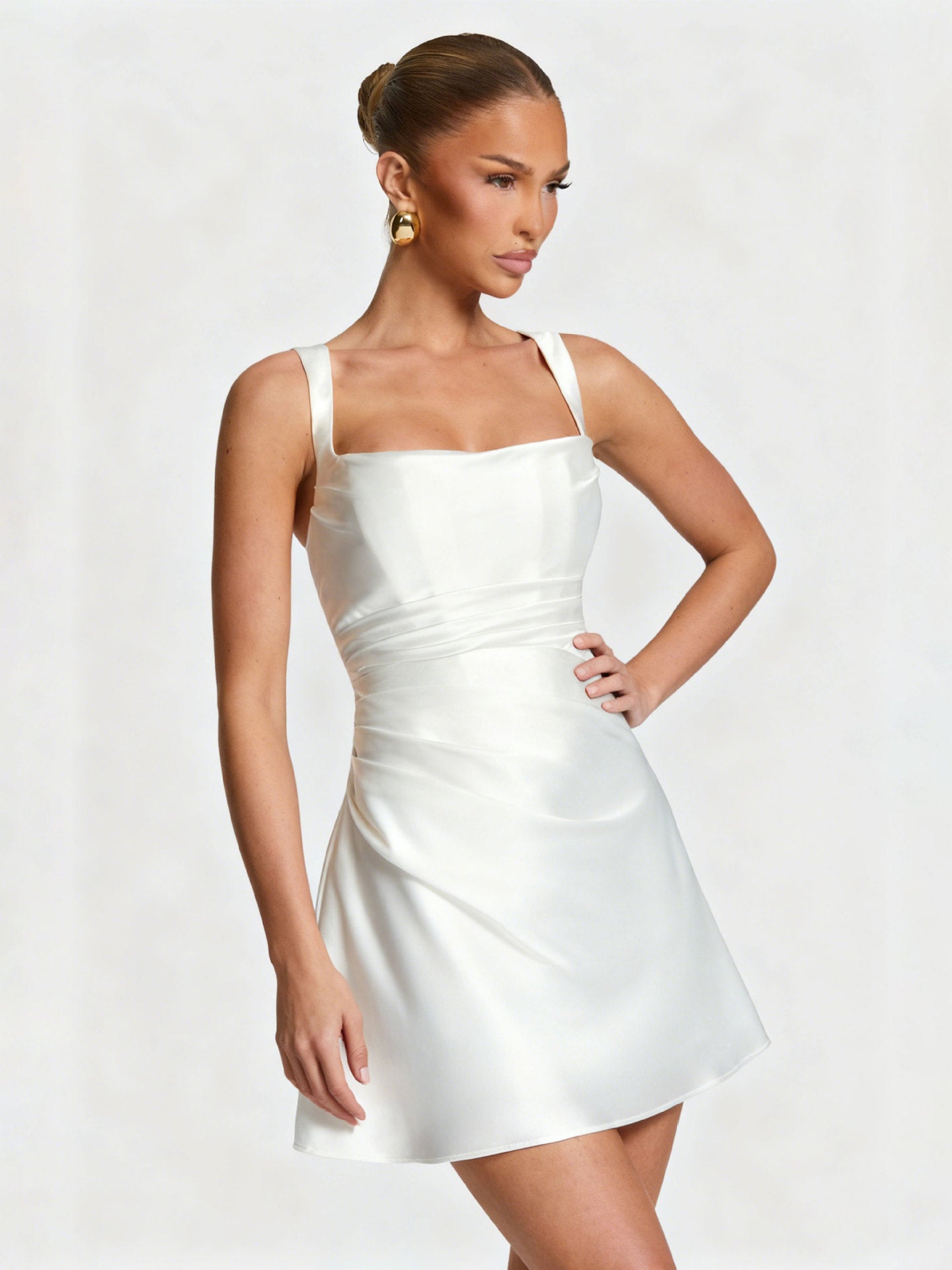 Sleeveless Square Neck Tie Waist Dress