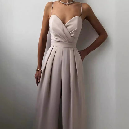 Sleeveless Strapless Jumpsuit with Straight Leg