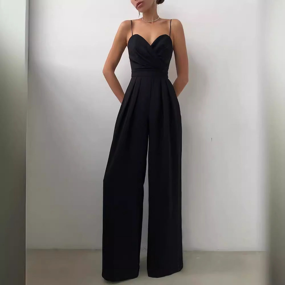 Sleeveless Strapless Jumpsuit with Straight Leg