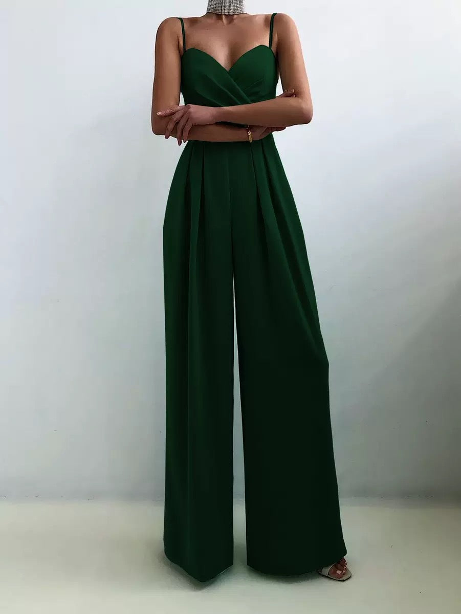 Sleeveless Strapless Jumpsuit with Straight Leg