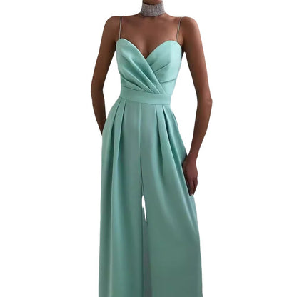 Sleeveless Strapless Jumpsuit with Straight Leg