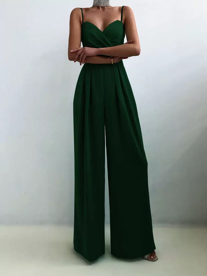Sleeveless Strapless Jumpsuit with Straight Leg