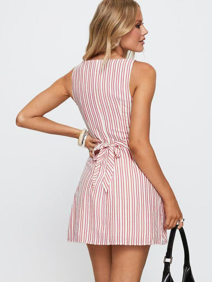 Sleeveless Striped A-Line Dress