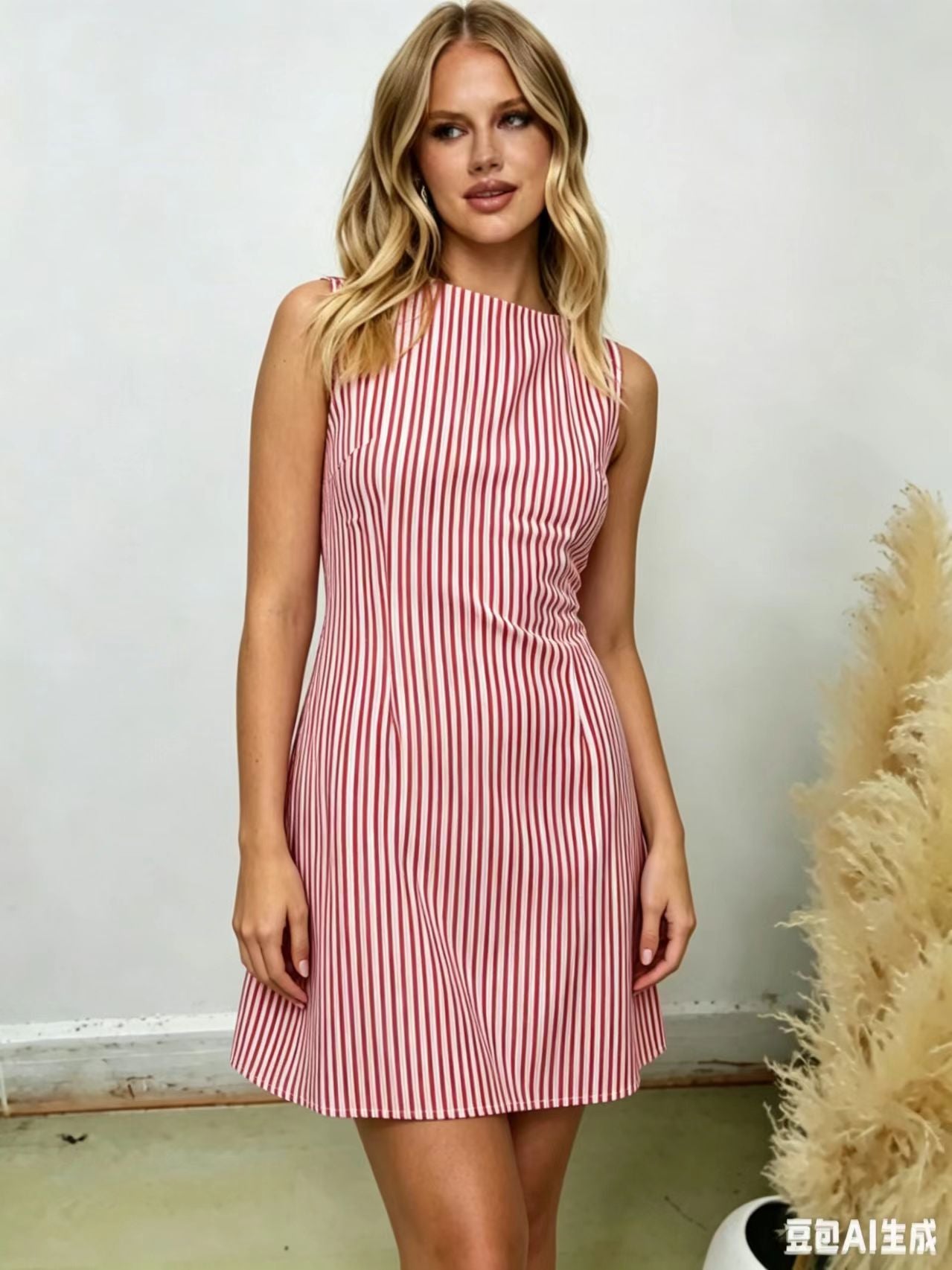 Sleeveless Striped A-Line Dress