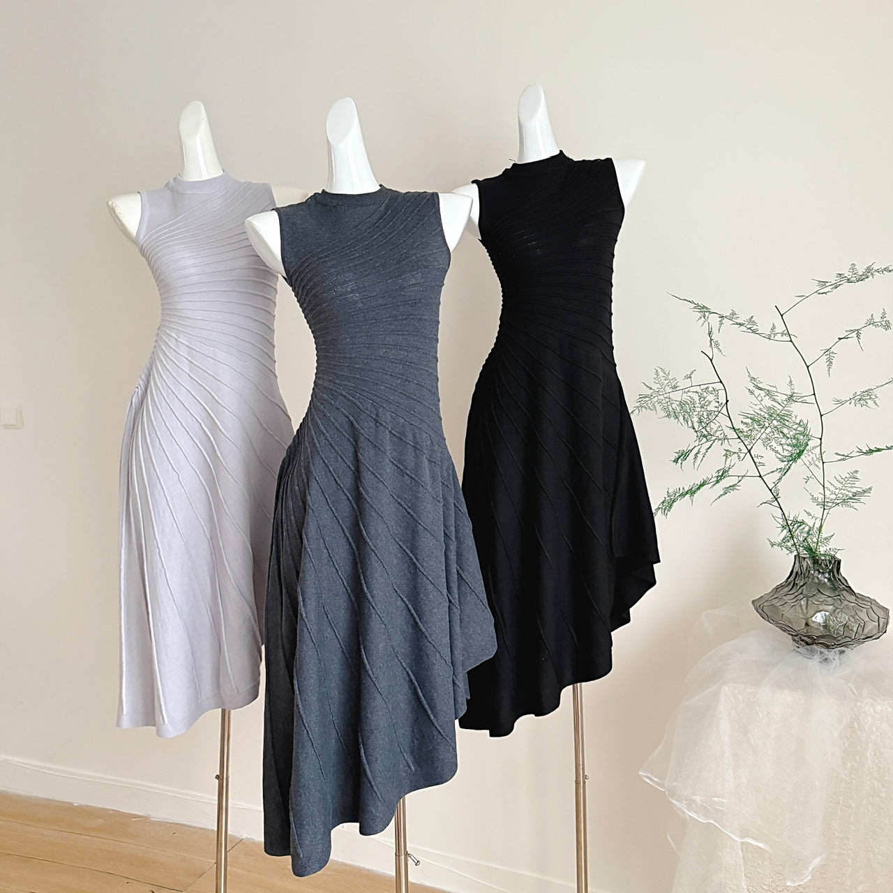Sleeveless Striped Knit Dress