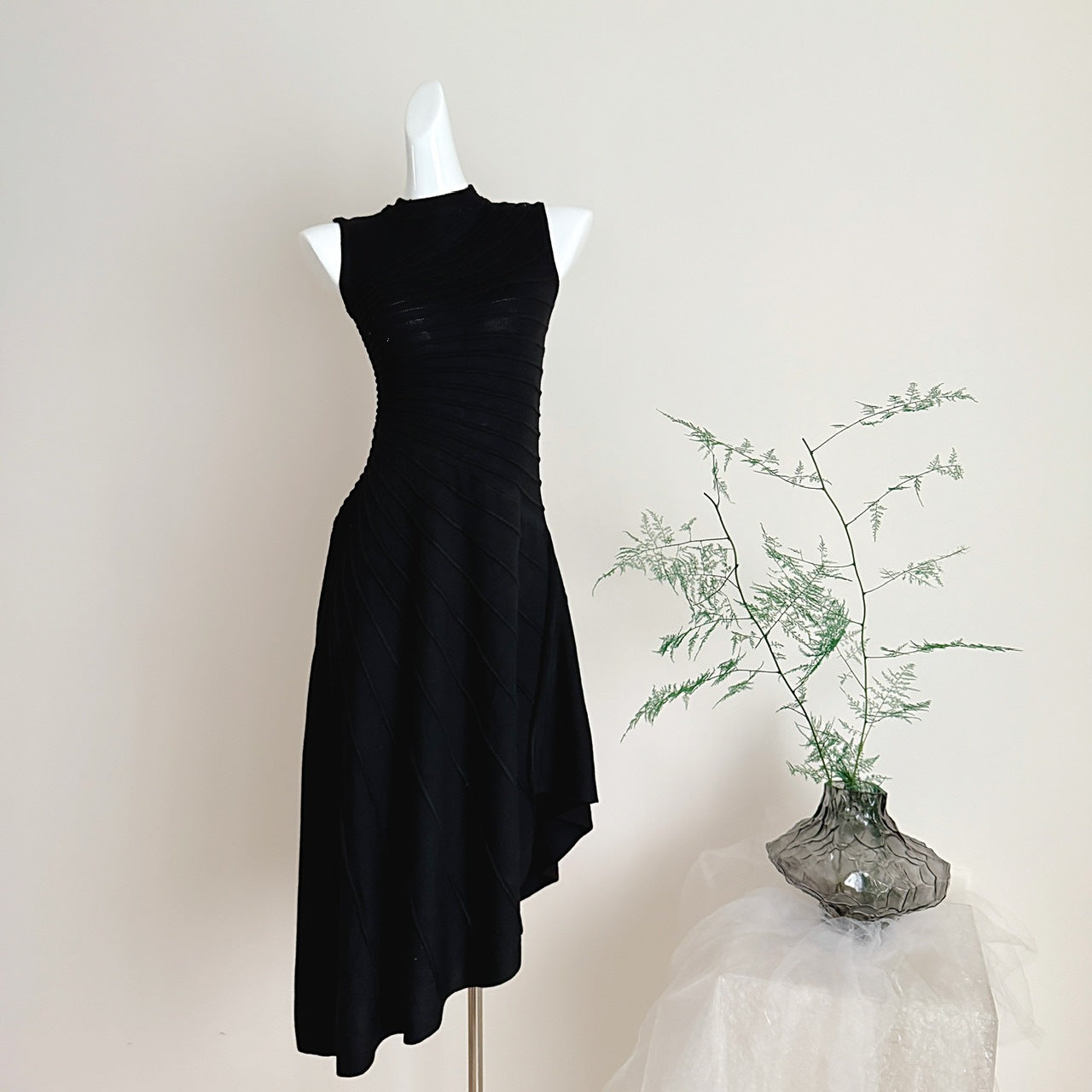Sleeveless Striped Knit Dress