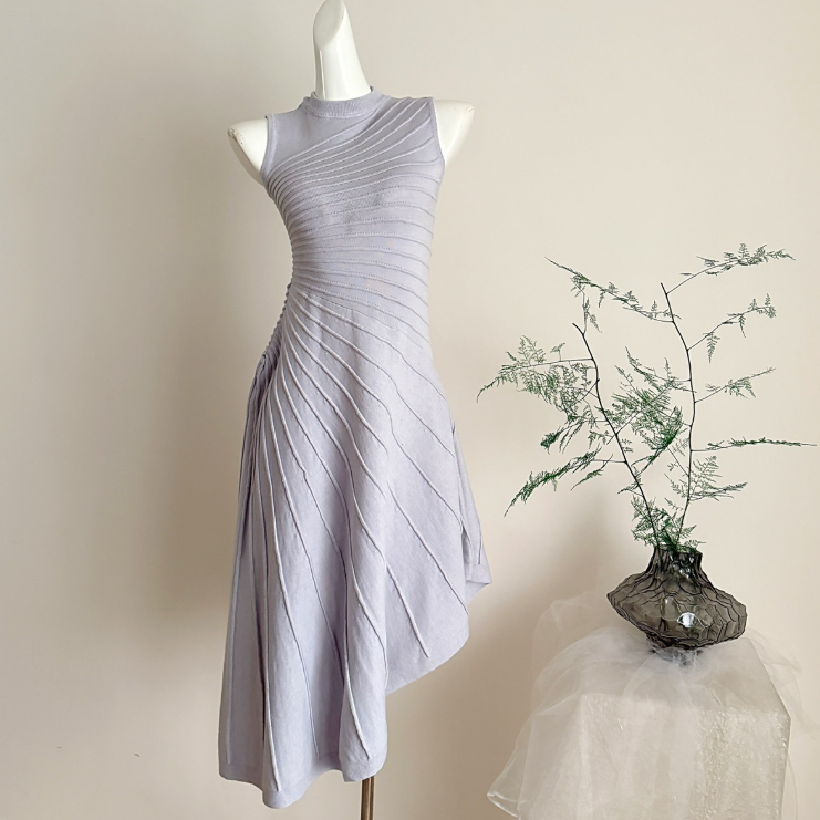 Sleeveless Striped Knit Dress