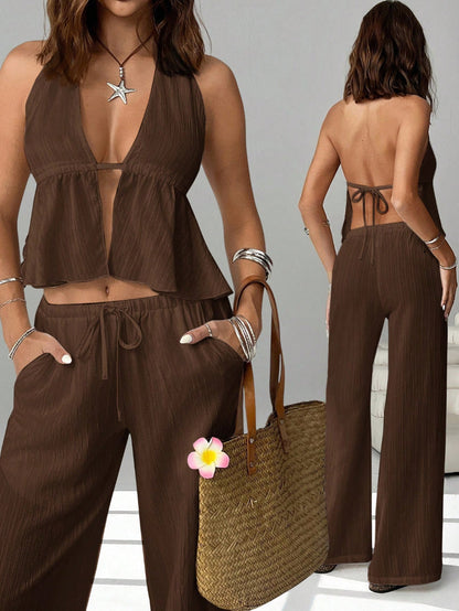 Sleeveless tank top fitted set