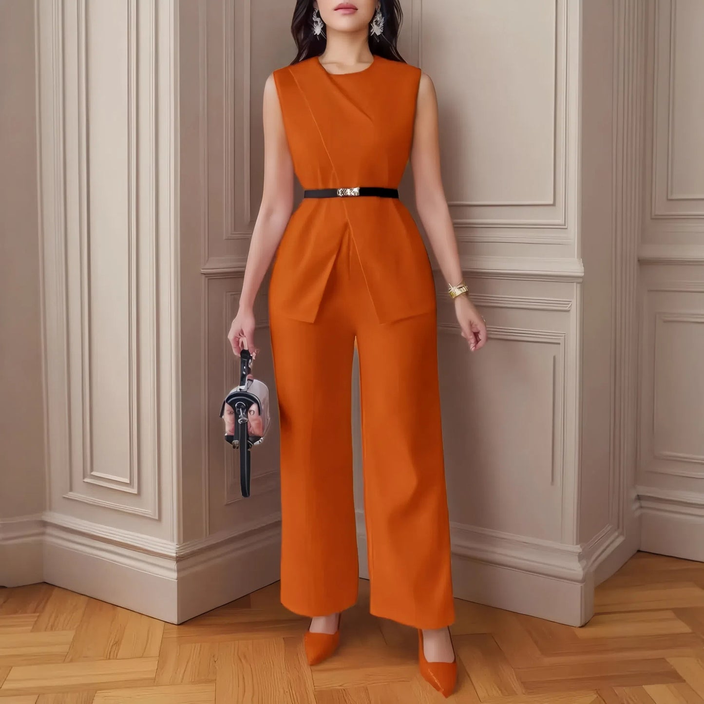 Sleeveless Top and Pants Casual Set