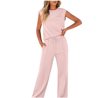 Sleeveless Top High Waist Wide Leg Pants Women's