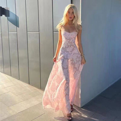 Sleeveless Tube Top Dress with Floral Design