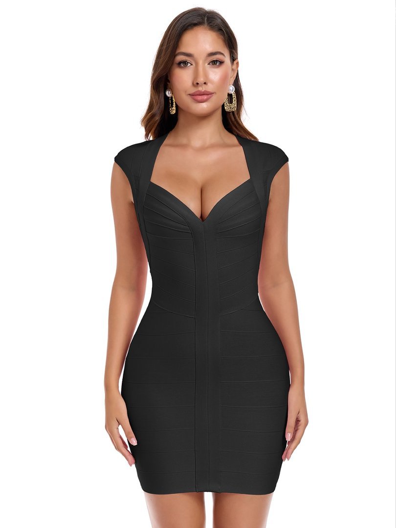 Sleeveless V-neck Bandage Bodycon Dress