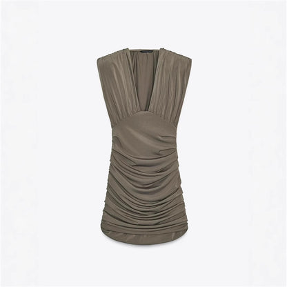 Sleeveless V-Neck High Waist Dress