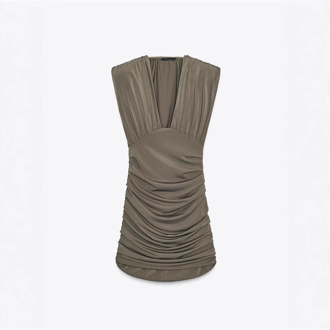 Sleeveless V-Neck High Waist Dress