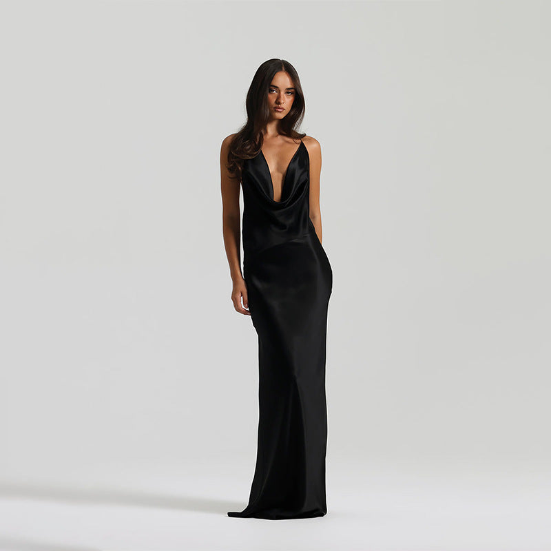 Sleeveless V-Neck Lace-Up Back Dress