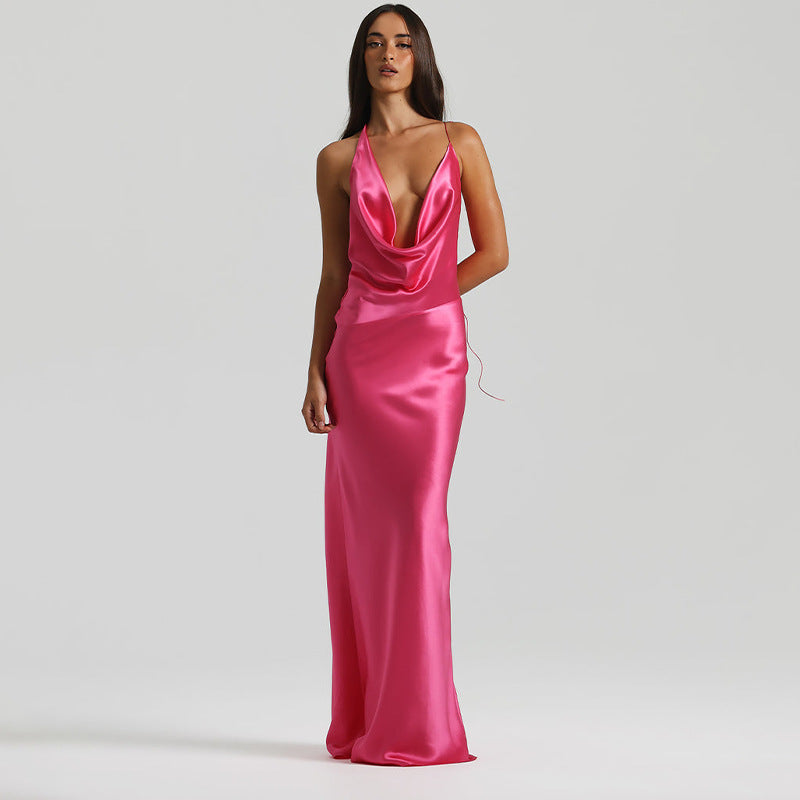 Sleeveless V-Neck Lace-Up Back Dress