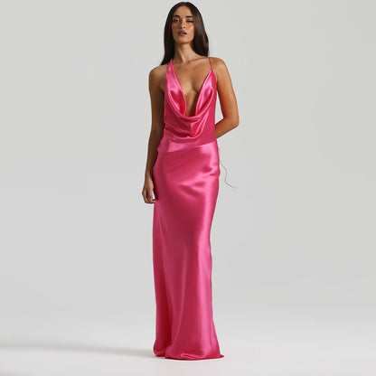 Sleeveless V-Neck Lace-Up Back Dress