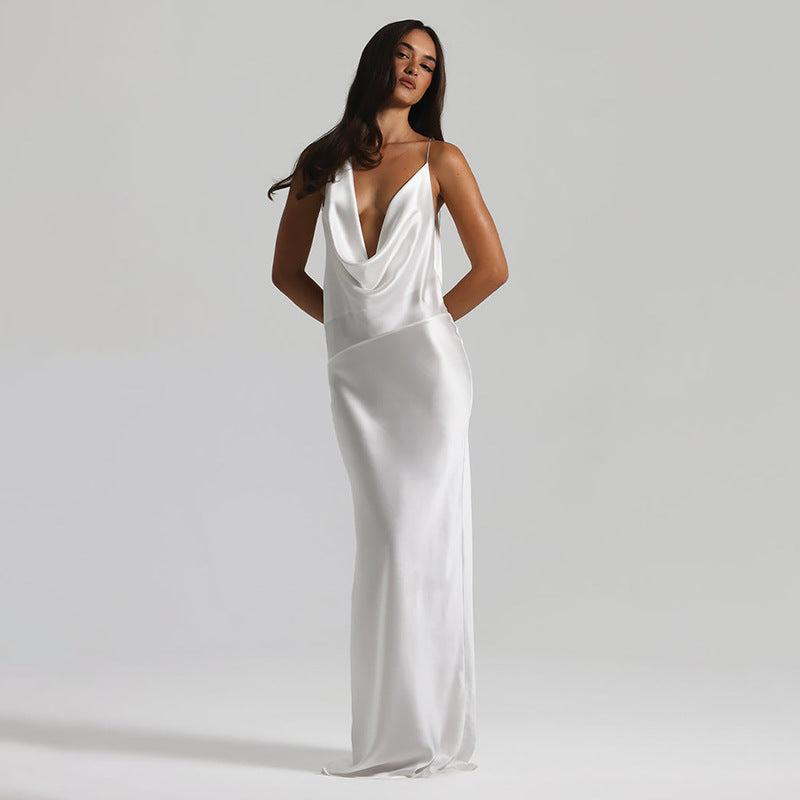Sleeveless V-Neck Lace-Up Back Dress