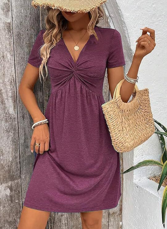 Sleeveless V-Neck Pleated Waist Dress