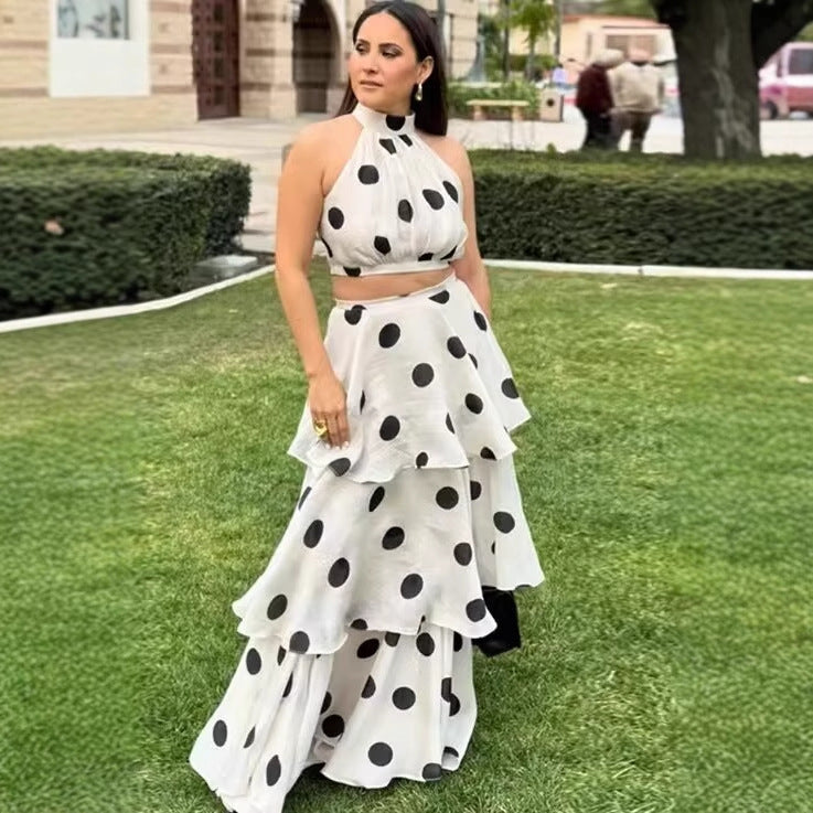 Sleeveless Vest and Layered Skirt Set