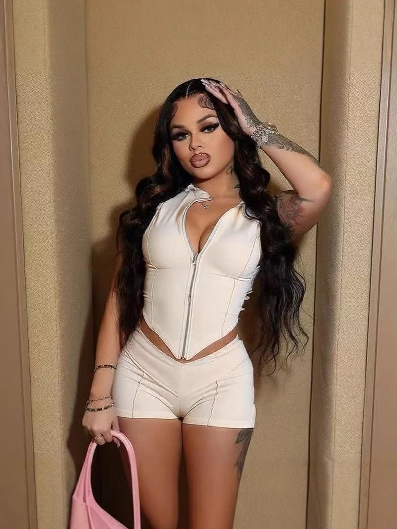 Sleeveless Vest and Shorts Set