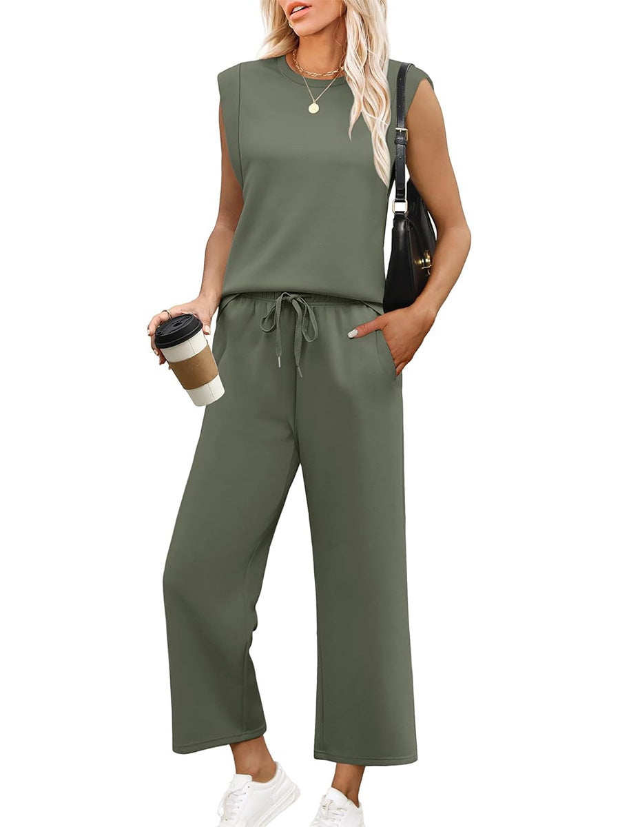 Sleeveless Vest Top and Pants Set