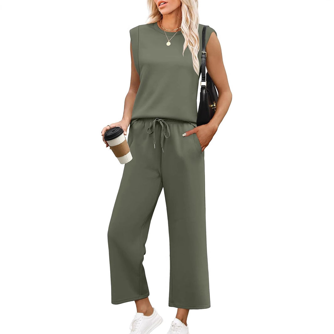 Sleeveless Vest Top and Pants Set