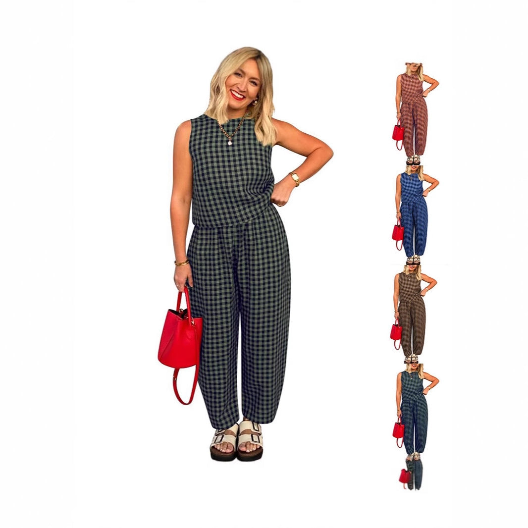 Sleeveless Vest Trousers suit