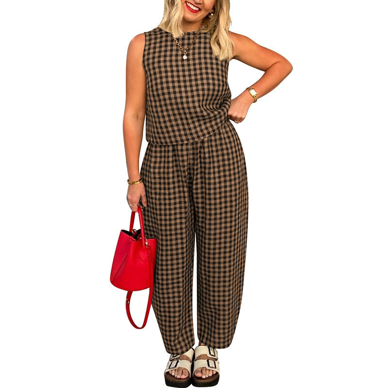 Sleeveless Vest Trousers suit