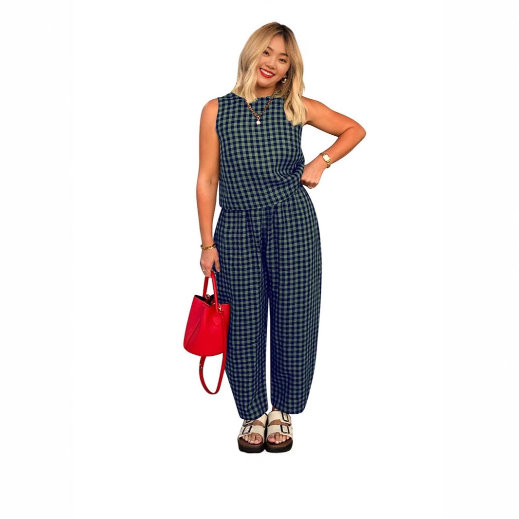 Sleeveless Vest Trousers suit