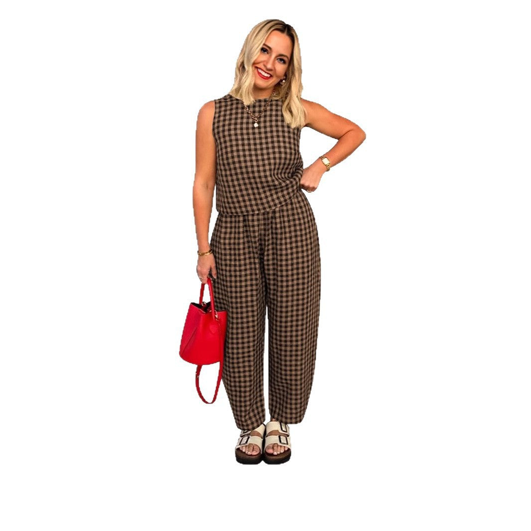 Sleeveless Vest Trousers suit