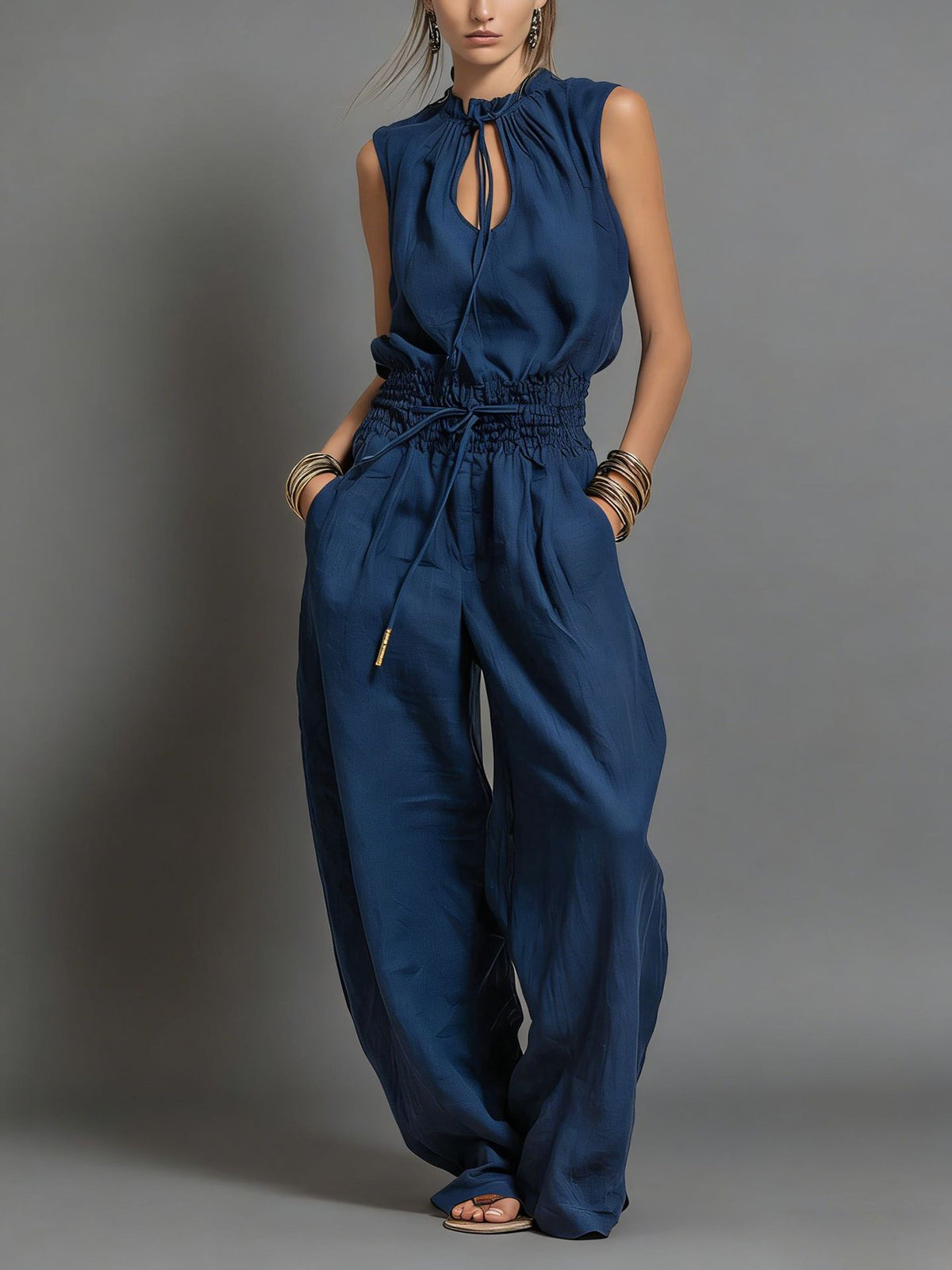 Sleeveless Wide Leg Jumpsuit