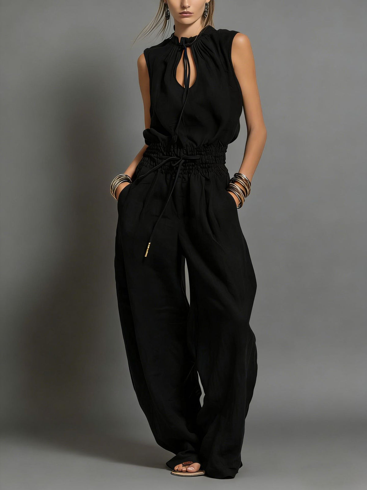 Sleeveless Wide Leg Jumpsuit
