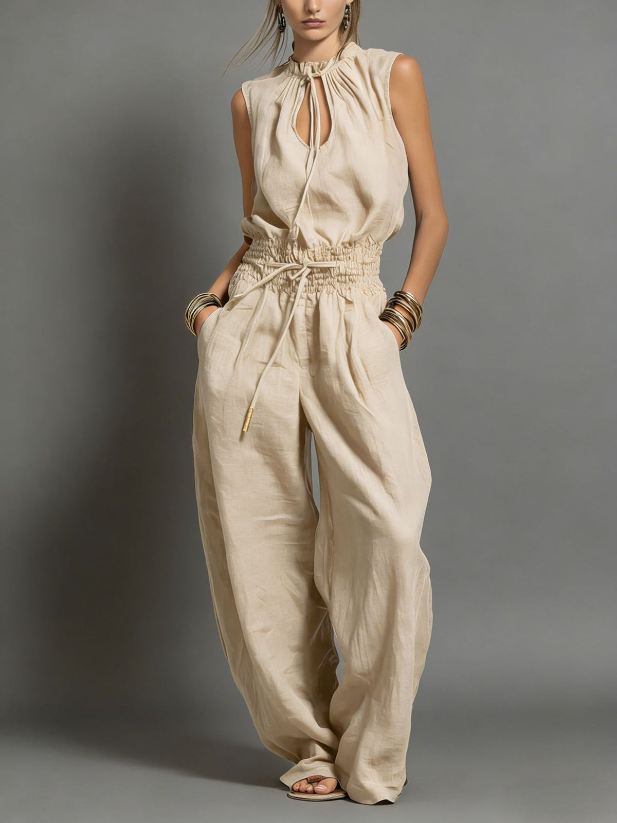 Sleeveless Wide Leg Jumpsuit